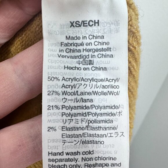 Madewell V-Neck Sweater Coziest Yarn Heather Mustard Saffron Golden Yellow XS - Picture 6 of 7